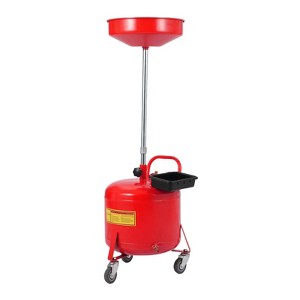 Portable Waste Oil Drain Container, Industrial Fluid Drain Tank with Wheels and Adjustable Funnel Height - 1 of 4