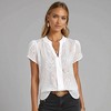 Knit & Lounge Women’s Eyelet Embroidered Blouse Puff Sleeve Split Neckline Lightweight Cotton Short Sleeve Top - 4 of 4