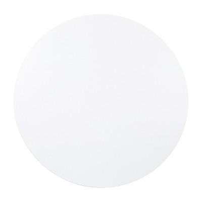 35.5" Round White Wood & Matte Black Metal Coffee Table