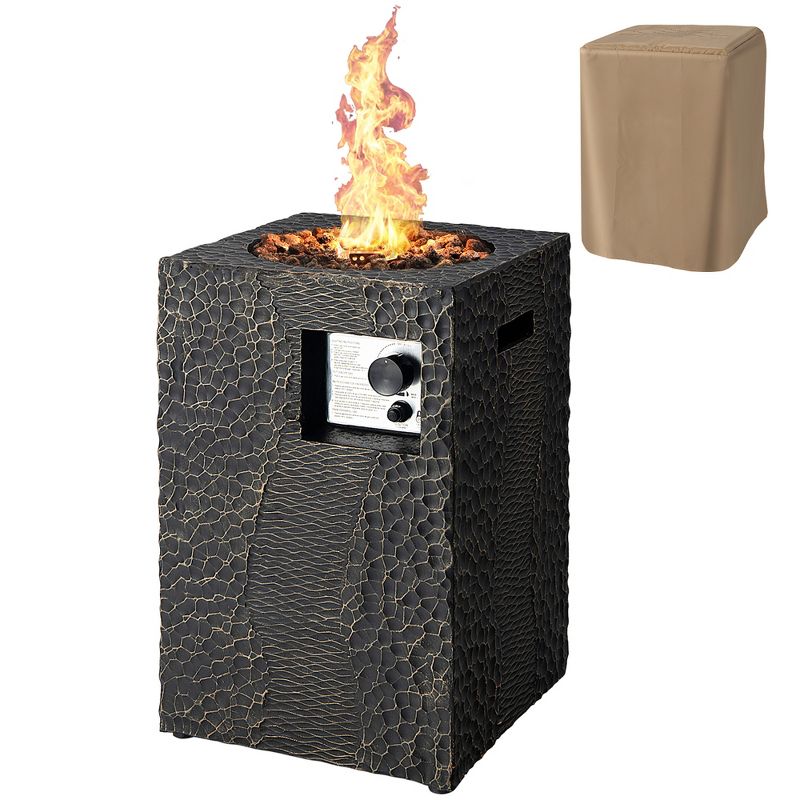 Costway 16'' Square Outdoor Propane Fire Pit w/Lava Rocks Waterproof Cover 30,000 BTU, 1 of 13