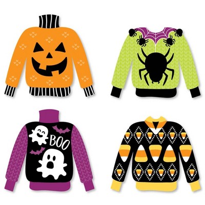 Big Dot of Happiness Halloween Ugly Sweater - Diy Shaped Halloween Party Cut-Outs - 24 Count