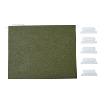 Staples Hanging File Folders 5-Tab Letter Standard Green 50/Box (266262) TR266262