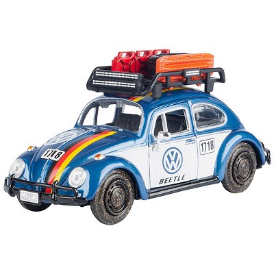 1966 Volkswagen Beetle Off Road #1718 Blue Met and White w/German Flag Stripes and  Accessories 1/24 Diecast Model by Motormax