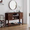 Tangkula Buffet Sideboard Storage Cupboard Console Table w/ Open Shelf & Side Cabinets Brown - 2 of 4
