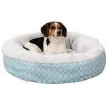 FurHaven Plush & Diamond Print Calming Donut Pet Bed for Dogs & Cats