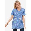 Woman Within Plus Size Perfect Printed Short-Sleeve Shirred V-Neck Tunic - 4 of 4