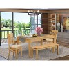 HomeStock 5-Piece Rectangle Natural Oak Finish Solid Wood Top Dining Table with 2 Benches, 2 Chairs - 2 of 4