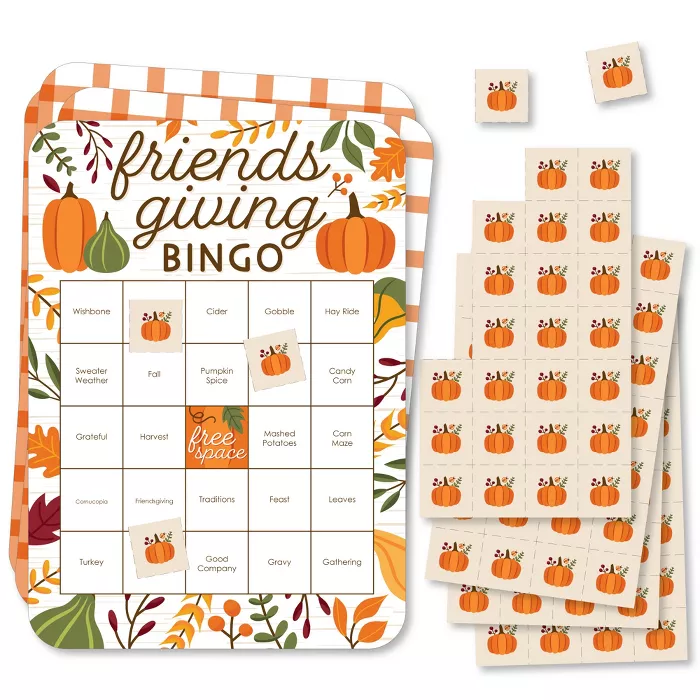 Big Dot Of Happiness Fall Friends Thanksgiving - Bingo Cards And Markers - Friendsgiving Party Bingo Game - Set Of 18 : Target