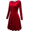 Coolmee Women's Velvet Cocktail Dress Winter Christmas Holiday Dress Long Sleeves Party Formal Dress - 2 of 3