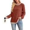 Women's Long Sleeve Color Block Tunic Sweater Tops Lightweight Loose Fit Fall Casual Crewneck Shirts - 2 of 4