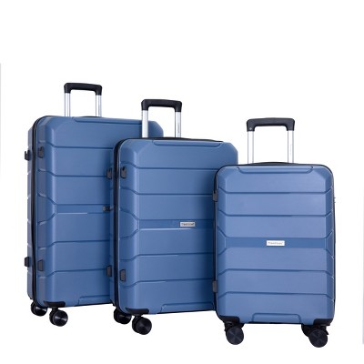 FURNIinspire Bag and Luggage Sets Stylish Hard Shell Suitcase Set 3 Piece Luggage with Spinner Wheels Travel Business, Blue, 18.7"*12.2"*30.51"