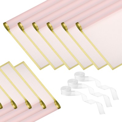 Unique Bargains Waterproof Flower Wrapping Paper with Ribbons for DIY Crafts Gift Packaging