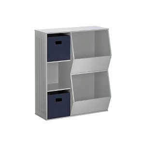 RiverRidge Kids' Playroom Toy Organizer and Bookcase with 3 Cubbies and 2 Veggie Storage Bins with 2 Fabric Bins - 1 of 4