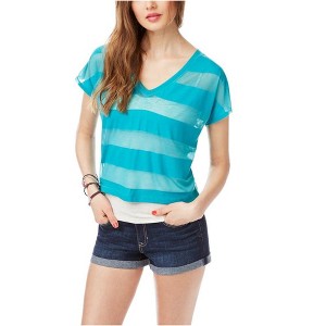 Aeropostale Womens Sheer Stripe Wide Basic T-Shirt - 1 of 1