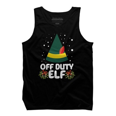 Men's Design By Humans Off Duty Elf Christmas By Thingsandthings Tank Top