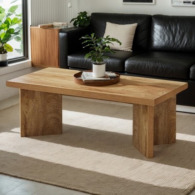 Hommoo 47" Rectangle Coffee Table, Thick-Base Center Tea Table