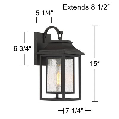 Bronze 15" Outdoor Lantern with Seeded Glass