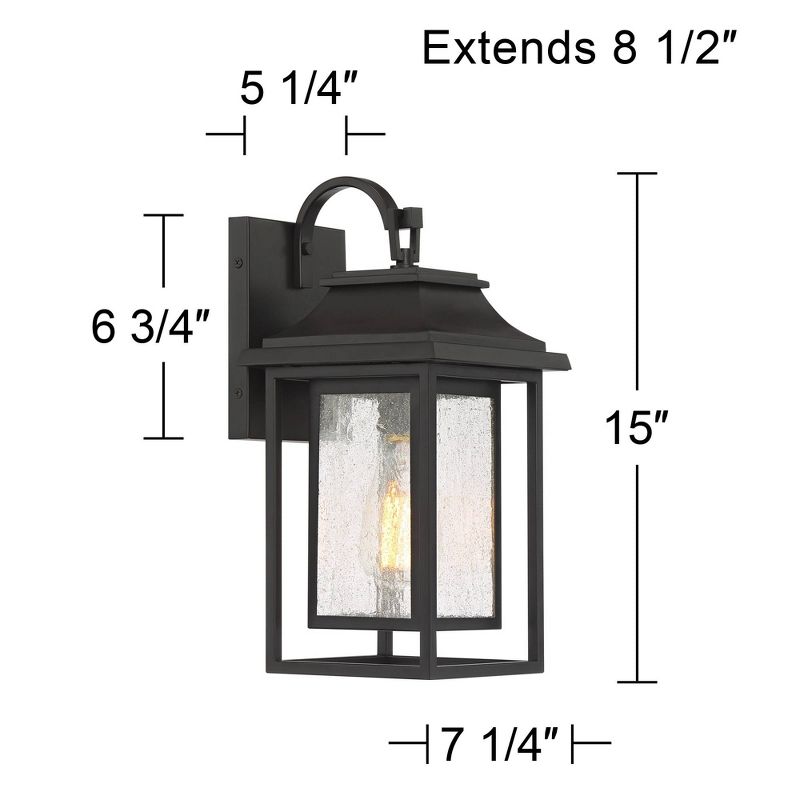 John Timberland Cecile Modern Outdoor Wall Light Fixture Painted Bronze 15" Seeded Clear Glass for Post Exterior Barn Deck House Porch Yard Patio Home, 4 of 8