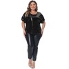 Agnes Orinda Women's Plus Size Allover Sparkle Sequin Glitter Short Sleeve Dressy Party Club Night Blouses - 3 of 4