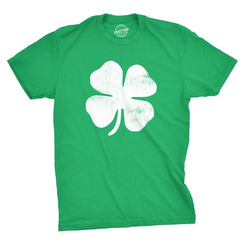 Mens Four Leaf Clover T Shirt Funny Saint Patricks Day Shamrock Lucky Green Tee - Crazy Dog Men's T Shirt - image 1 of 4