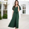 Anna-Kaci Women's V-Neck Flutter Sleeve Maxi Dress with Pleated Skirt and Waist Tie - 3 of 4