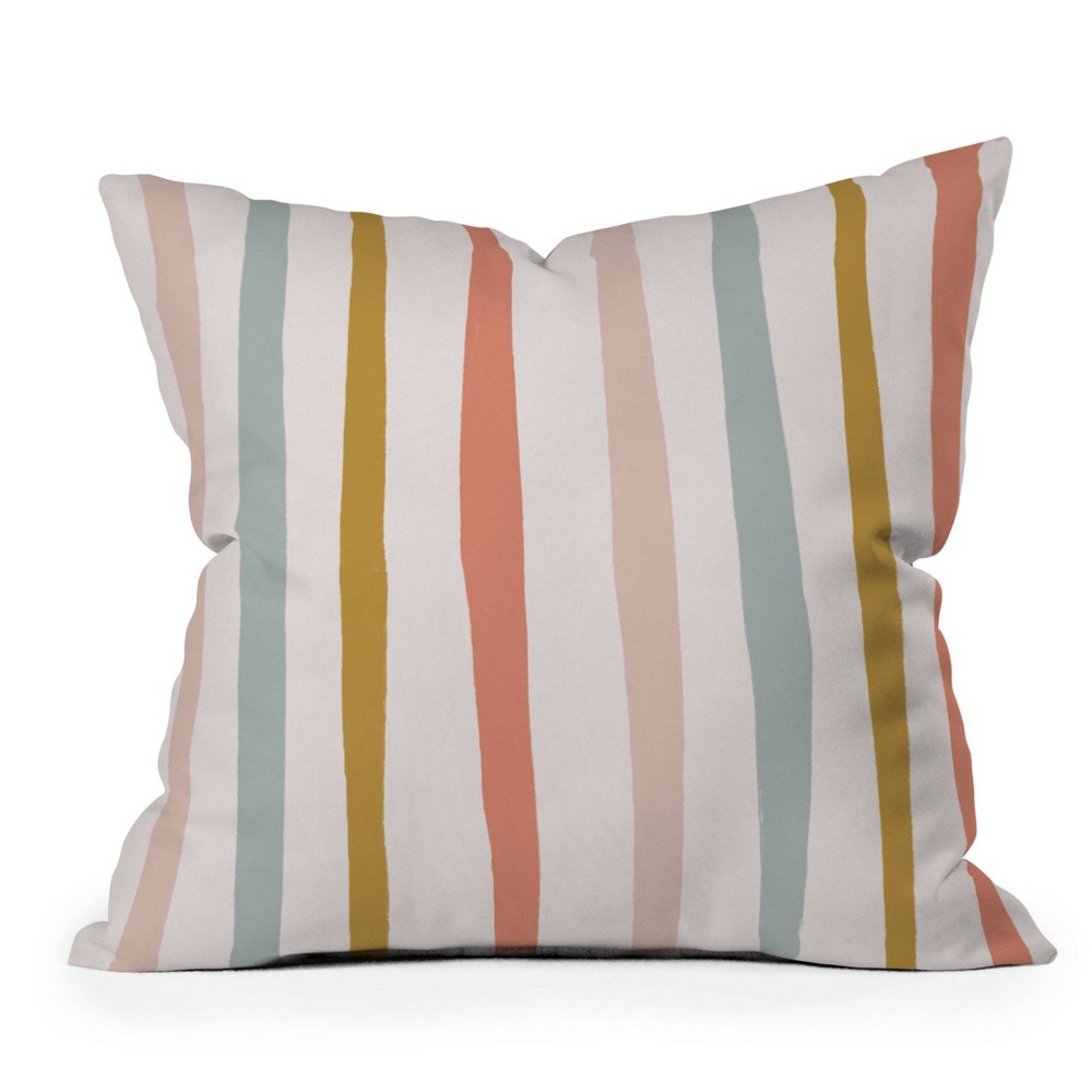Photos - Pillow 16"x16" Deny Designs Menina Lisboa Summer Colorful Stripes Square Outdoor Throw  Pink