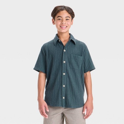 Boys' Short Sleeve Button-Up Textured Knit Top - art class™