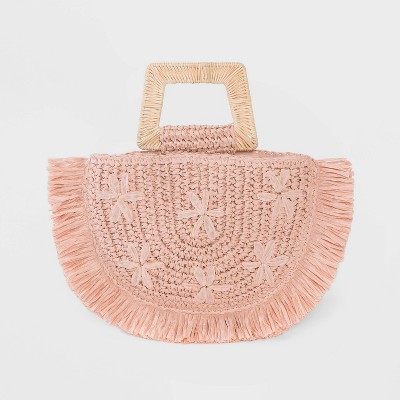 half moon straw tote