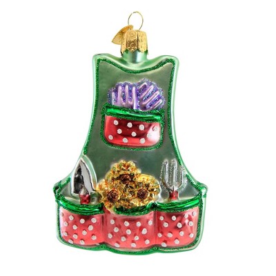 Old World Christmas 4.0 Inch Gardening Apron Tree Ornament , Harvest Plants Flowers (1PC)