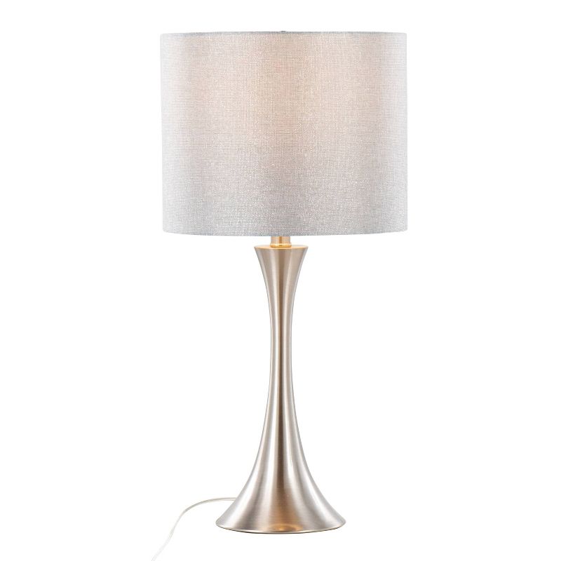 LumiSource (Set of 2) Lenuxe 24&#34; Contemporary Table Lamps Brushed Nickel and Gray Sparkly Shade from Grandview Gallery, 3 of 10