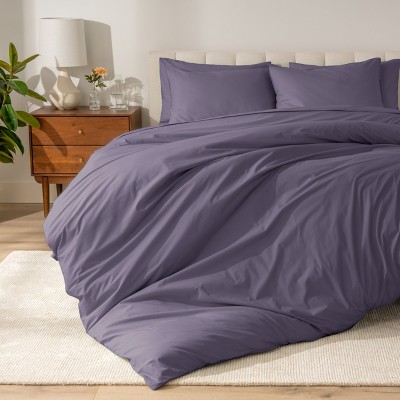 100% Organic Cotton Percale Duvet Cover and Sham Set by Bare Home