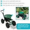 Sunnydaze Outdoor Lawn and Garden Heavy-Duty Steel Rolling Gardening Cart with Extendable Steer Handle, Swivel Chair, Tool Tray, and Basket - image 3 of 4