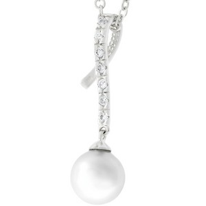 Slickblue Pearl Treasure Pendant for Women, Crushed Shell Pearl, 17" Link Chain, Anniversary & Wedding Jewelry - 1 of 3