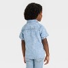 Toddler Boys' Short Sleeve Embroidered Denim Button-Up Shirt - Cat & Jack™ Medium Wash - 3 of 4