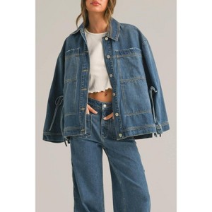 Women's Side Tie Denim Jacket - MIOU MUSE - 1 of 4