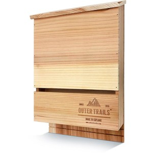 Outer Trails Bat House Outdoor Bat Habitat, Unstained All Natural Cedar Wood, 2 Chamber - 1 of 4