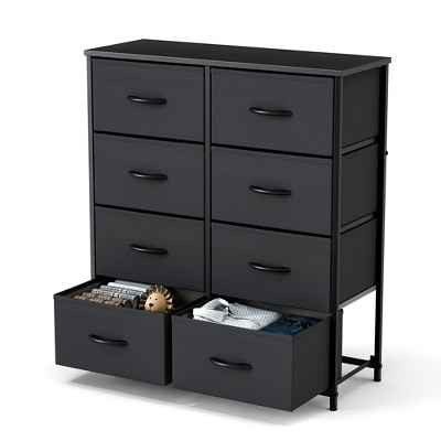 DOMETOUR Drawer Dresser for Bedroom, Fabric Storage Tower Tall Chest Organizer, Storage Cabinet Unit Bins Living Room Entryway Closet-Black