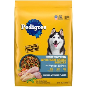 Pedigree High Protein Chicken & Turkey Flavor Adult Complete & Balanced Dry Dog Food - 18lbs - 1 of 4