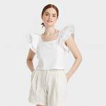 Women's Double Flutter Short Sleeve Slim Fit Top - A New Day™