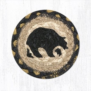 Earth Rugs Bear Printed Coaster – 5"x5" Rustic Cabin Decor with Braided Jute and Nature-Inspired Wildlife Design - 1 of 3