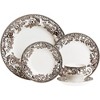 Spode Delamere 5-Piece Place Setting – Rich Brown British Flowers Border, Includes Dinner, Salad, Bread Plates with Teacup & Saucer - 3 of 4