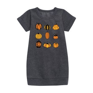 Girls' - Instant Message - Fall Pumpkin Mania Graphic Short Sleeve Fleece Dress - 1 of 4