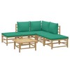 vidaXL 6-Piece Bamboo Lounge Set with Green Cushions- Durable and Versatile Outdoor Patio Furniture Set with Comfortable Cushions and Practical Table - 3 of 4