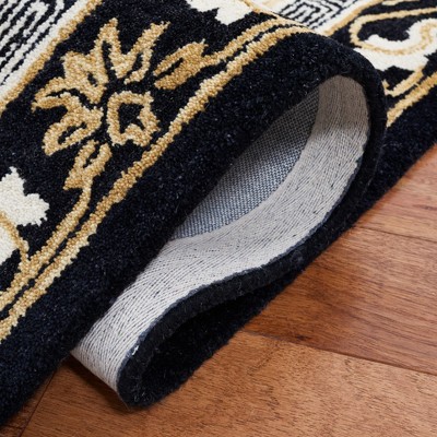 Handmade Black and Ivory Wool Tufted Runner Rug