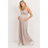 Hello Miz Women's Sleeveless Smocked Neck Maternity Jumpsuit Romper - 2 of 4