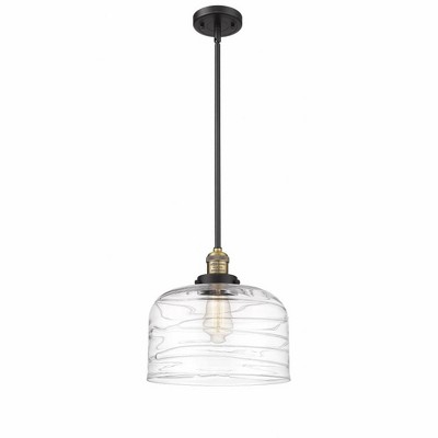 Bell - 1 Light Stem Hung Mini Pendant In Industrial Style-13 Inches Tall and 12 Inches Wide