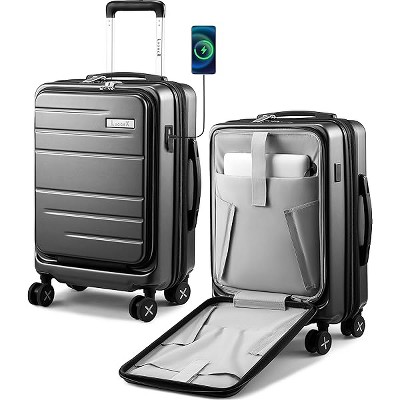 LUGGEX Carry On Luggage 22x14x9 Airline Approved, Expandable Polycarbonate Suitcase, Carry On 20 Inch, Charcoal Metallic