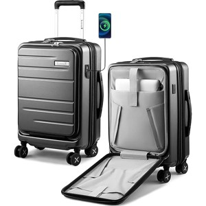 LUGGEX Carry On Luggage 22x14x9 Airline Approved, Expandable Polycarbonate Suitcase, Carry On 20 Inch, Charcoal Metallic - 1 of 4