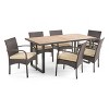 Christopher Knight Home Heron Outdoor Acacia Wood and Wicker 7 Piece Dining Set with Cushion, Teak/Multibrown - 2 of 4