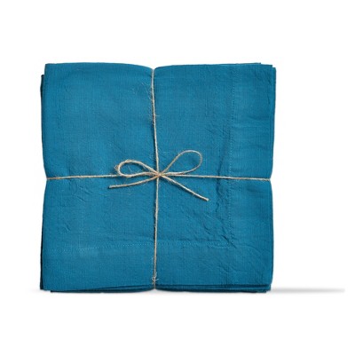 TAG Threads Slub Cotton Machine Washable Napkin Set of 4  Teal